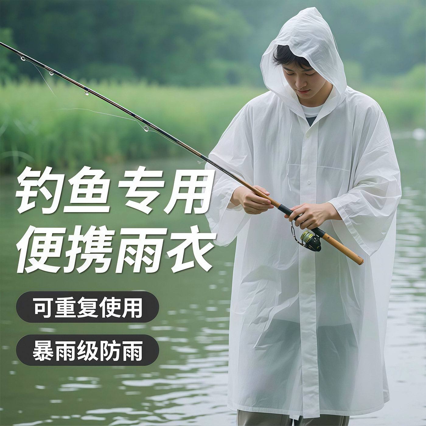Camping Rain Poncho - EVA Raincoat Reusable Thickened Long Rain