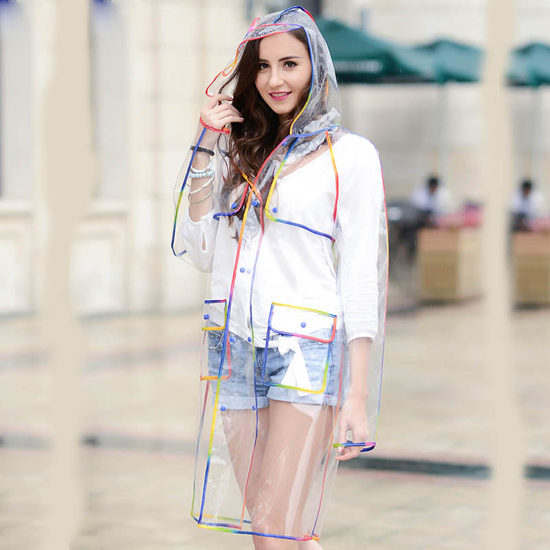 Colorful Rainbow Edge Transpar - Camping Rain Poncho review and price
