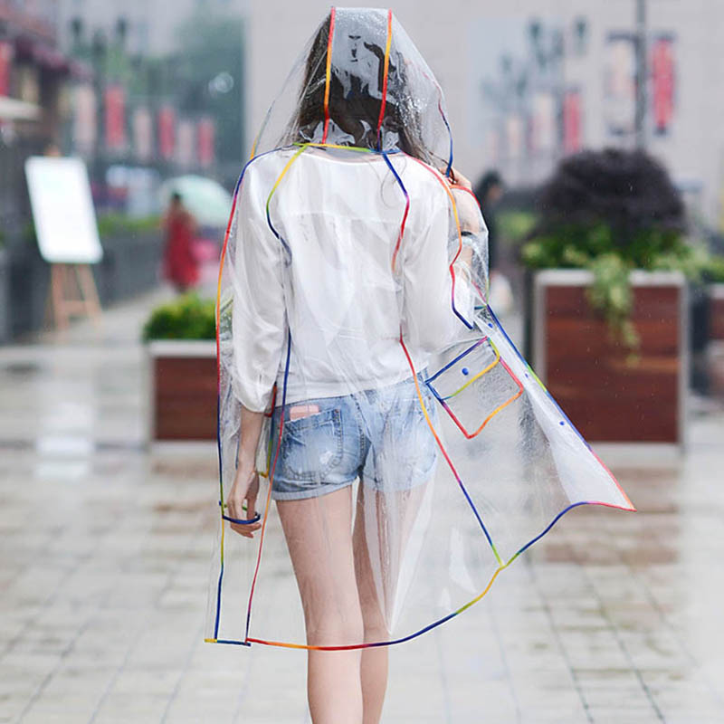 Colorful Rainbow Edge Transpar - Camping Rain Poncho review and price