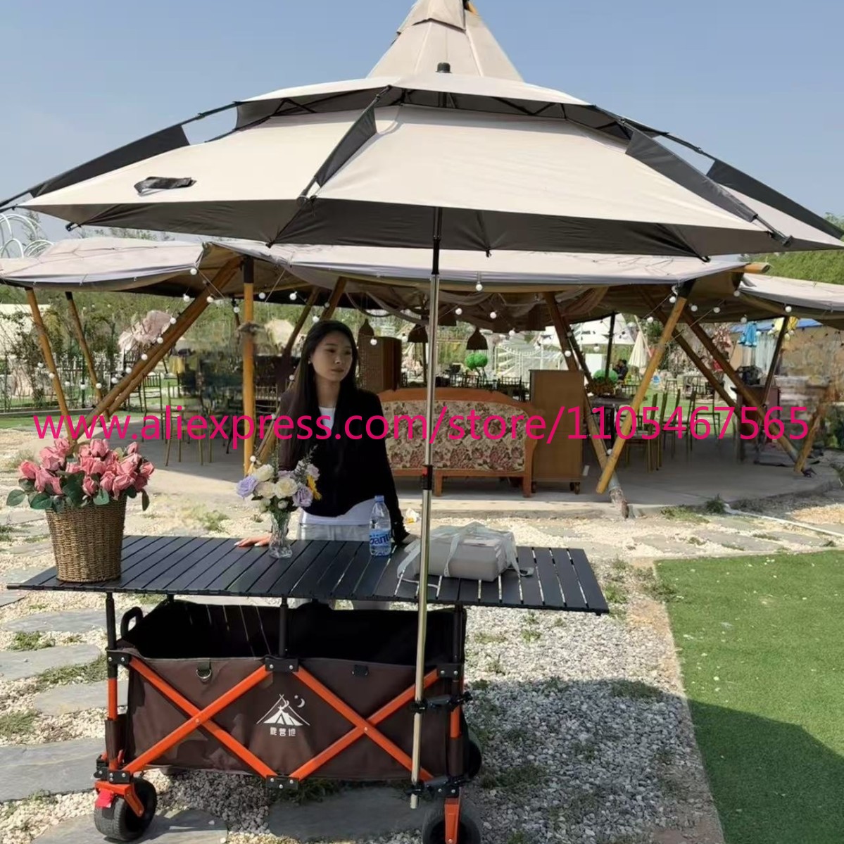 1PCS camper stall large foldab - Outdoor Camping Trolley review and price
