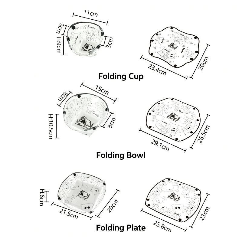 1/3PCS Foldable Bowls Cups & P - Outdoor Camping Dining Set review and price