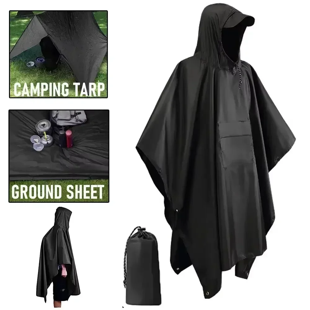 2026 3‑in‑1 Waterproof Hooded  - Camping Rain Poncho review and price