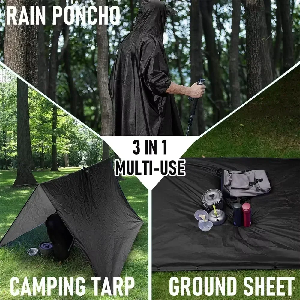 2026 3‑in‑1 Waterproof Hooded  - Camping Rain Poncho review and price