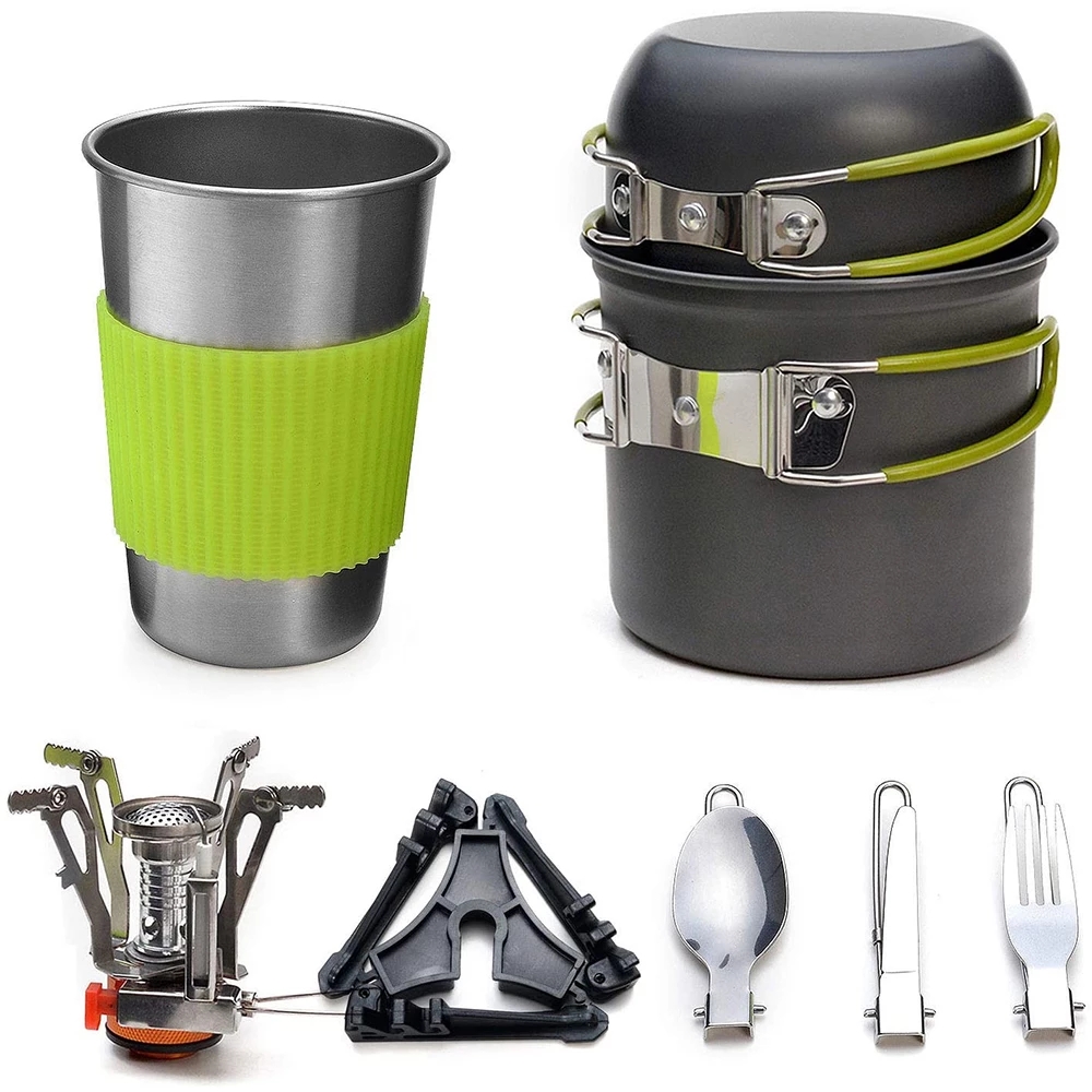 Camping Cookware Kit with Stov - Outdoor Camping Dining Set review and price