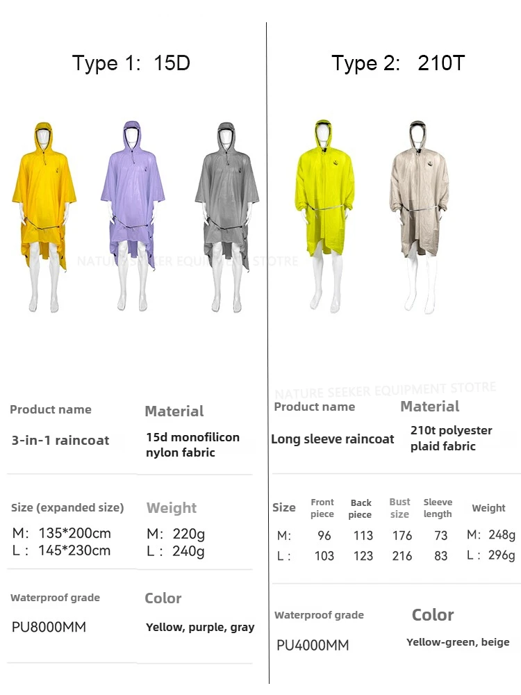 15D/210T Raincoat Waterproof R - Camping Rain Poncho review and price